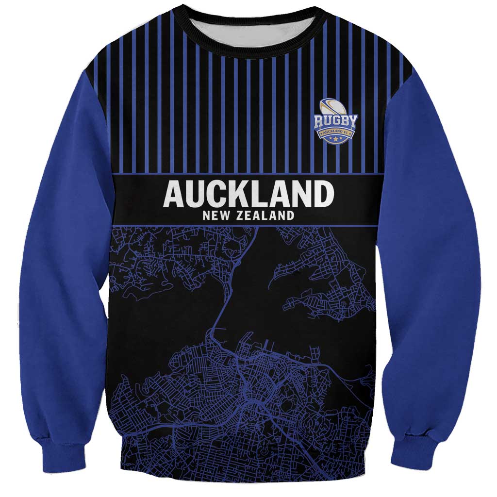 Custom Oceania Football NZ Auckland Sweatshirt Minimal City Map Style LT9 Unisex Blue - Polynesian Pride