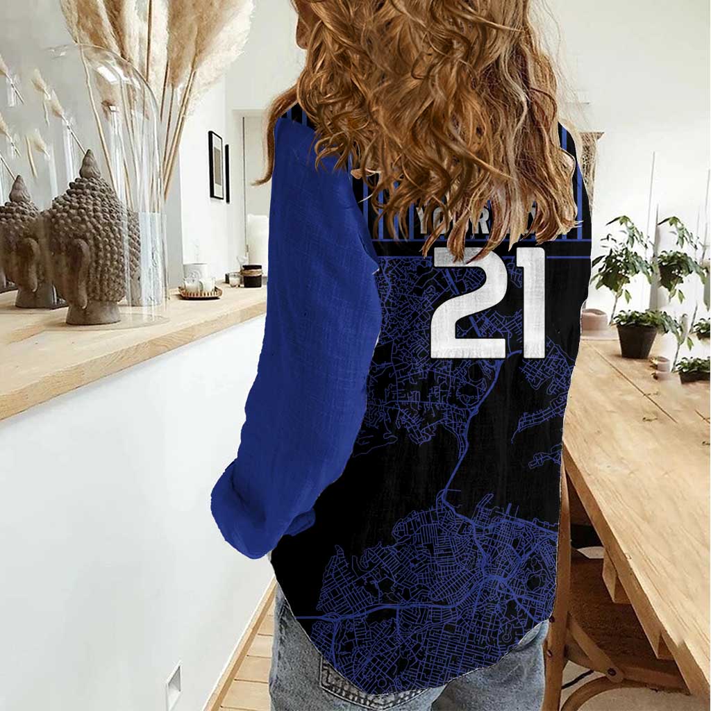 Custom Oceania Football NZ Auckland Women Casual Shirt Minimal City Map Style LT9 - Polynesian Pride
