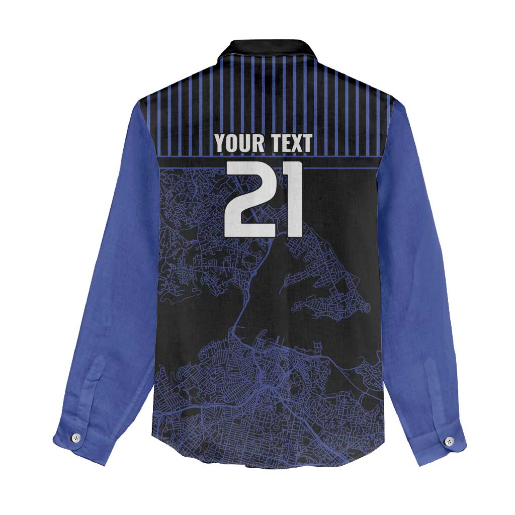 Custom Oceania Football NZ Auckland Women Casual Shirt Minimal City Map Style LT9 - Polynesian Pride