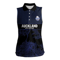 Custom Oceania Football NZ Auckland Women Sleeveless Polo Shirt Minimal City Map Style