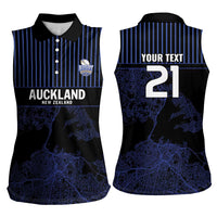 Custom Oceania Football NZ Auckland Women Sleeveless Polo Shirt Minimal City Map Style