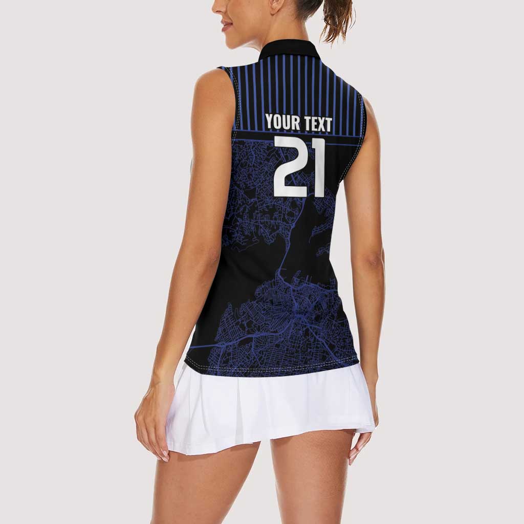 Custom Oceania Football NZ Auckland Women Sleeveless Polo Shirt Minimal City Map Style