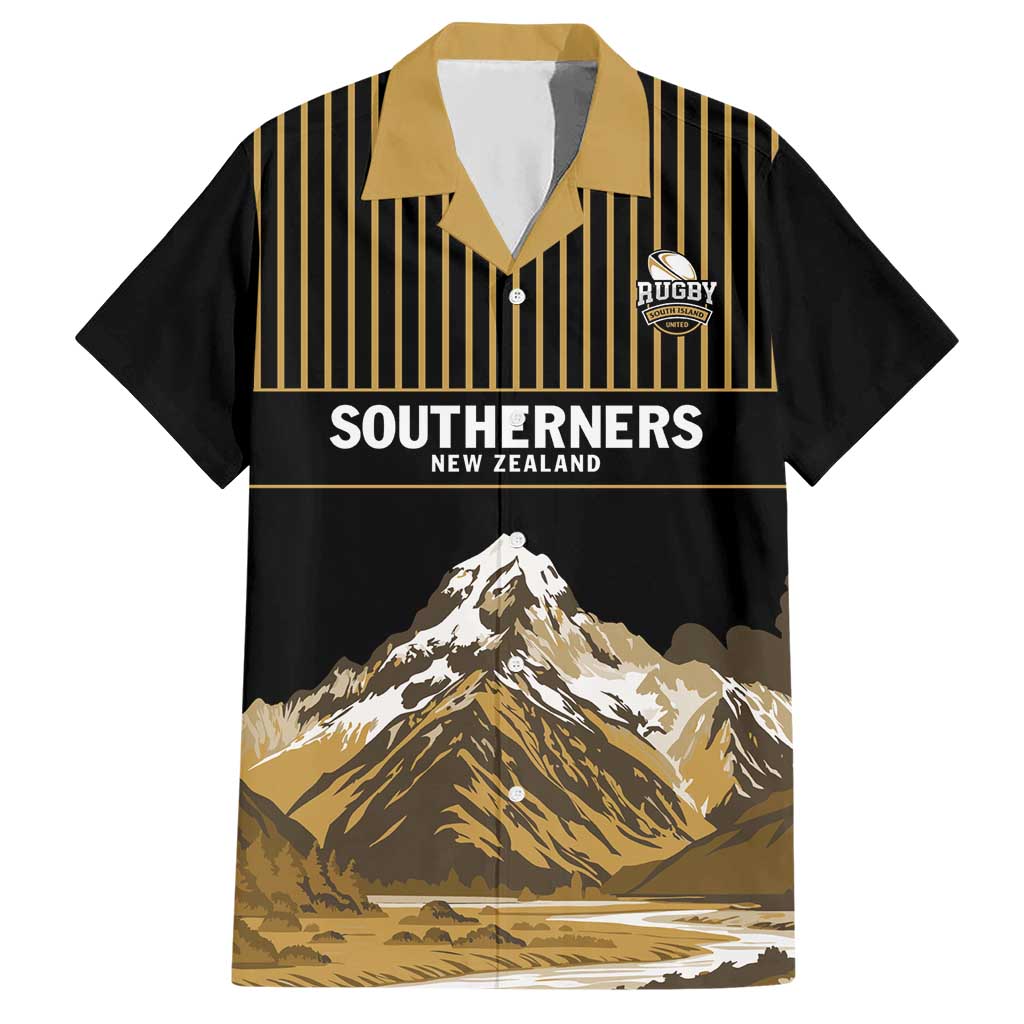 Custom Oceania Football NZ South Island Hawaiian Shirt Minimal Mount Cook Silhouette
