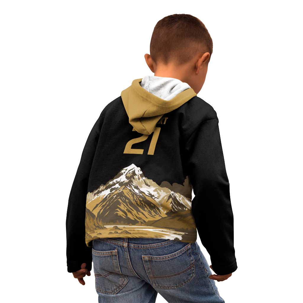Custom Oceania Football NZ South Island Kid Hoodie Minimal Mount Cook Silhouette LT9 - Polynesian Pride