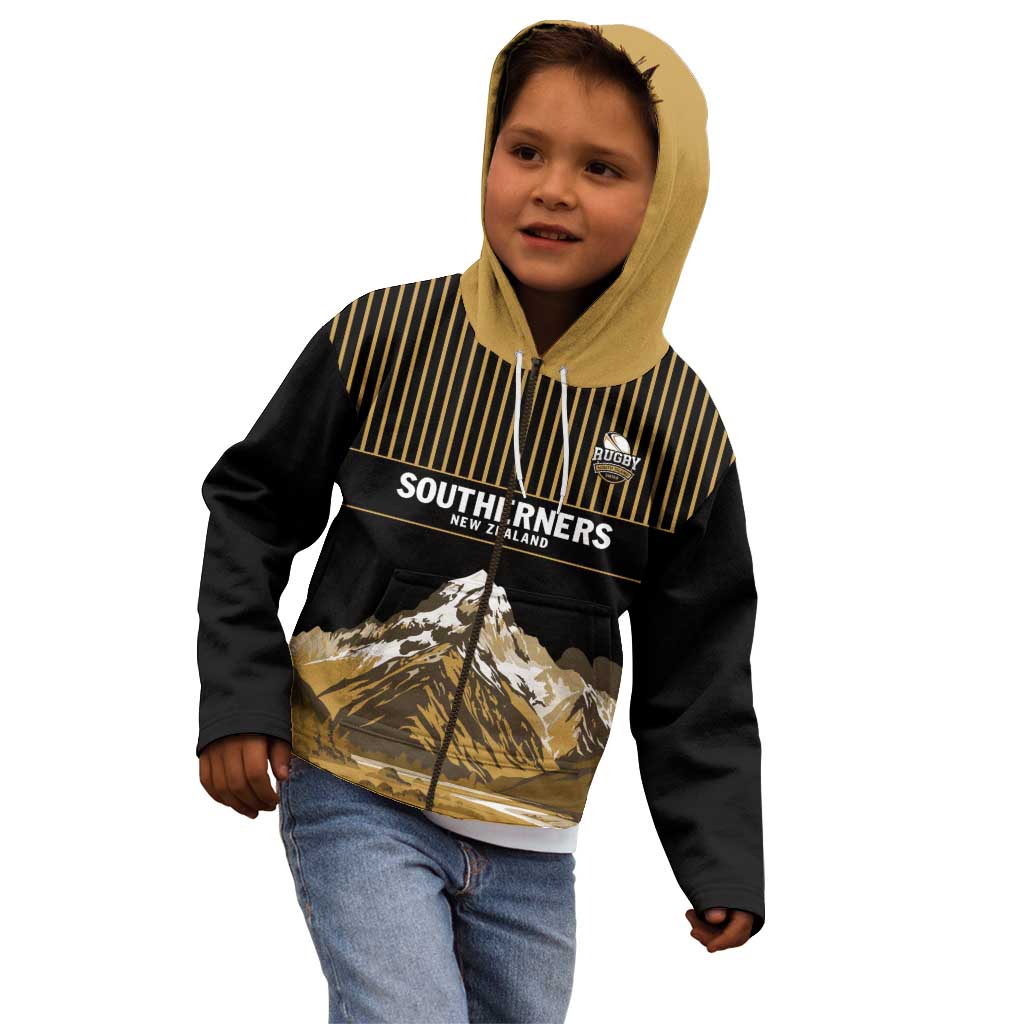Custom Oceania Football NZ South Island Kid Hoodie Minimal Mount Cook Silhouette LT9 - Polynesian Pride