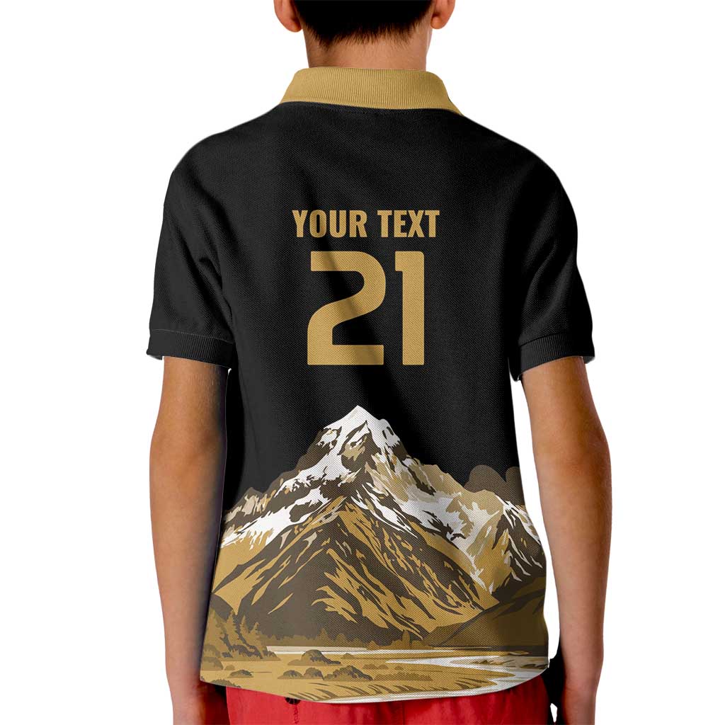 Custom Oceania Football NZ South Island Kid Polo Shirt Minimal Mount Cook Silhouette LT9 - Polynesian Pride