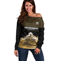 Custom Oceania Football NZ South Island Off Shoulder Sweater Minimal Mount Cook Silhouette