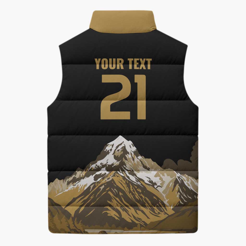 Custom Oceania Football NZ South Island Sleeveless Puffer Jacket Minimal Mount Cook Silhouette