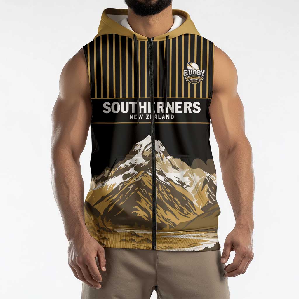 Custom Oceania Football NZ South Island Sleeveless Zip Hoodie Minimal Mount Cook Silhouette LT9 - Polynesian Pride