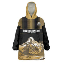 Custom Oceania Football NZ South Island Wearable Blanket Hoodie Minimal Mount Cook Silhouette LT9 One Size Black - Polynesian Pride