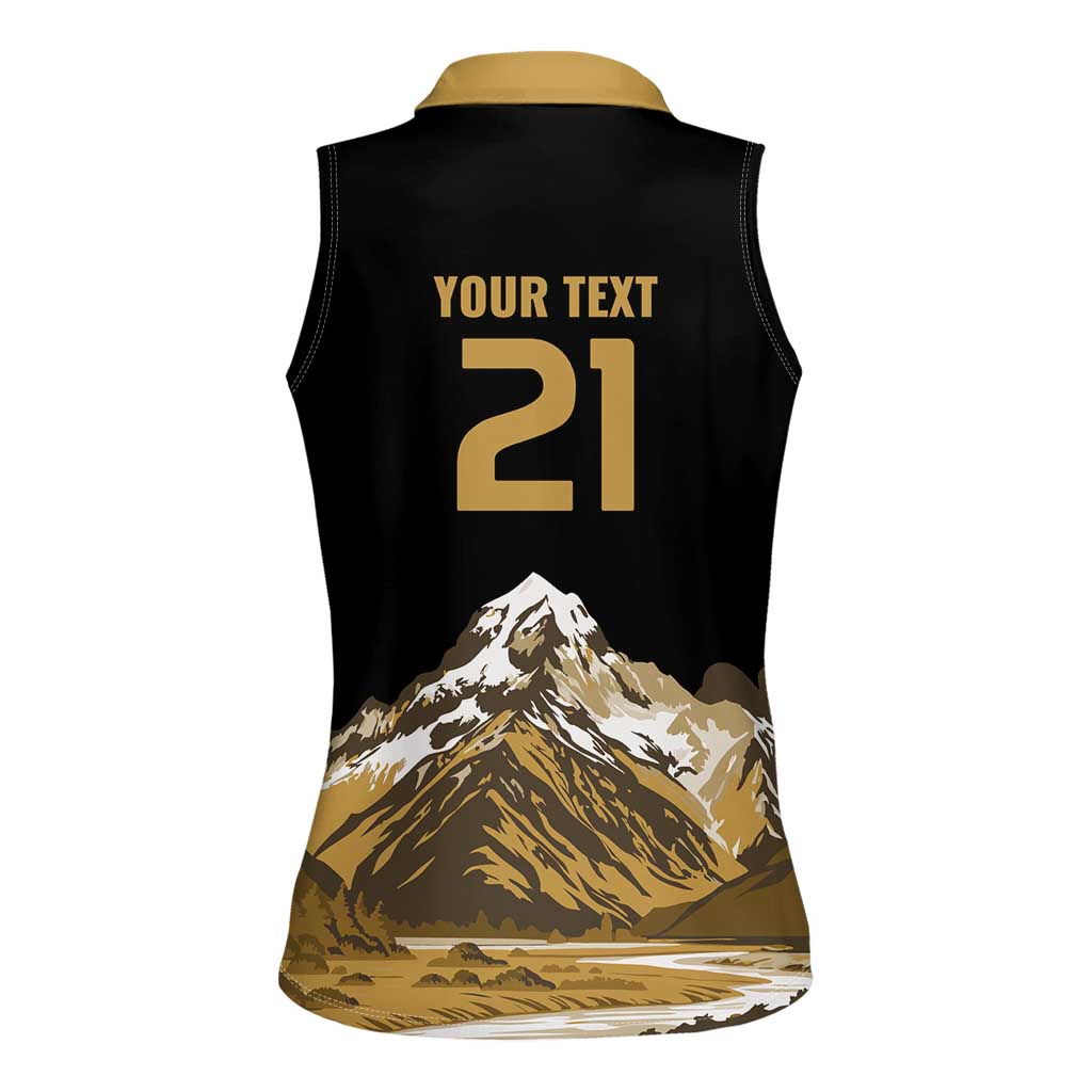 Custom Oceania Football NZ South Island Women Sleeveless Polo Shirt Minimal Mount Cook Silhouette