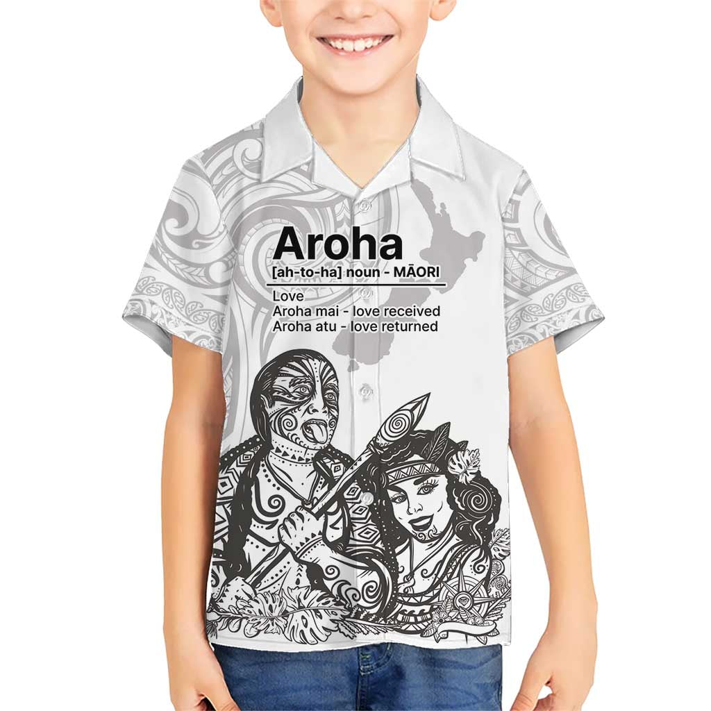 Aroha Maori Language Kid Hawaiian Shirt Te Reo Maori Inspired Art