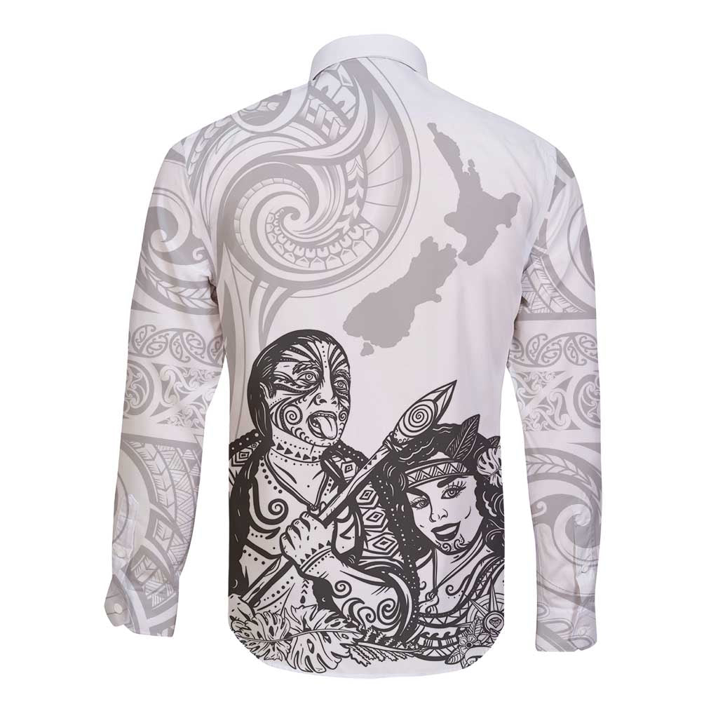 Aroha Maori Language Long Sleeve Button Shirt Te Reo Maori Inspired Art