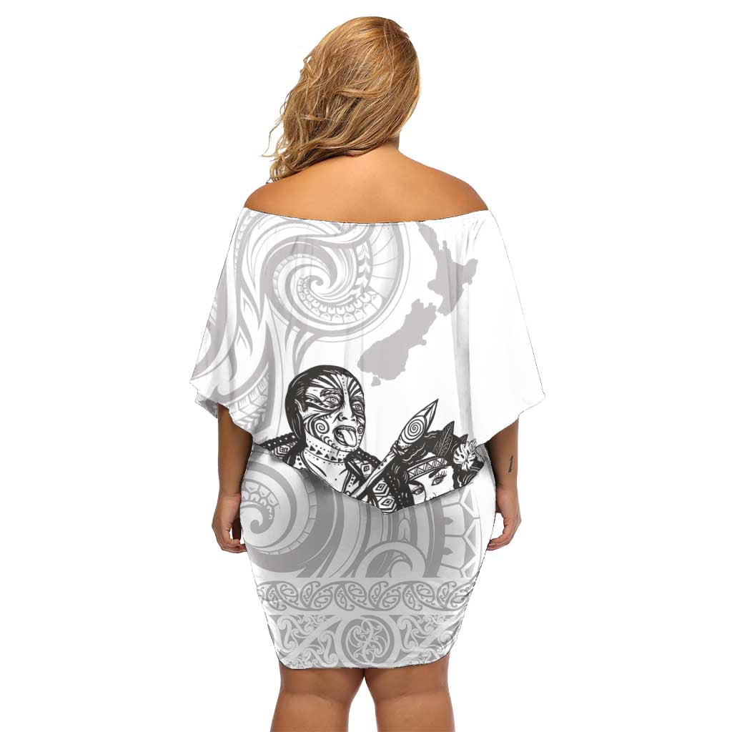 Aroha Maori Language Off Shoulder Short Dress Te Reo Maori Inspired Art