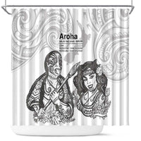 Aroha Maori Language Shower Curtain Te Reo Maori Inspired Art LT9 white - Polynesian Pride