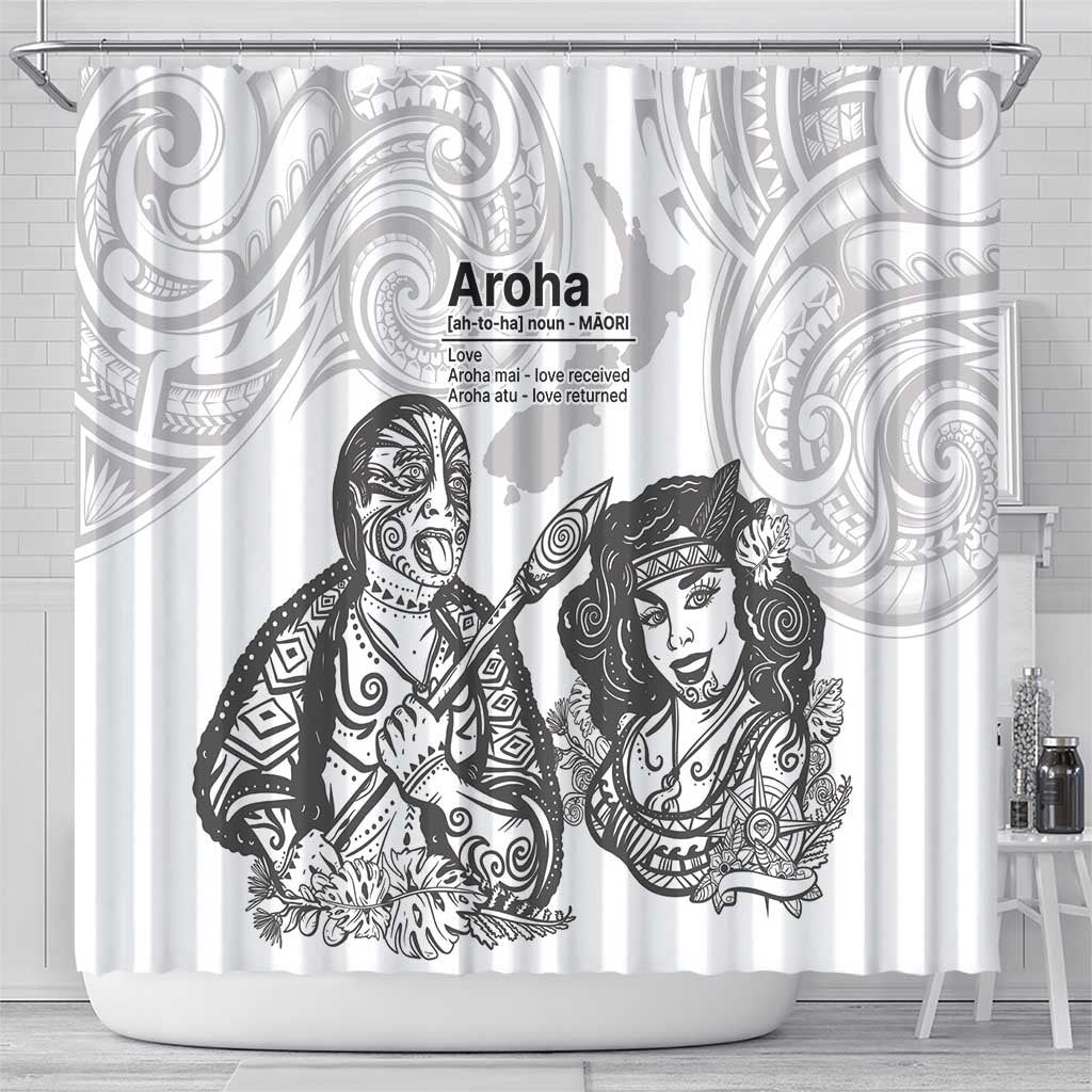 Aroha Maori Language Shower Curtain Te Reo Maori Inspired Art LT9 - Polynesian Pride