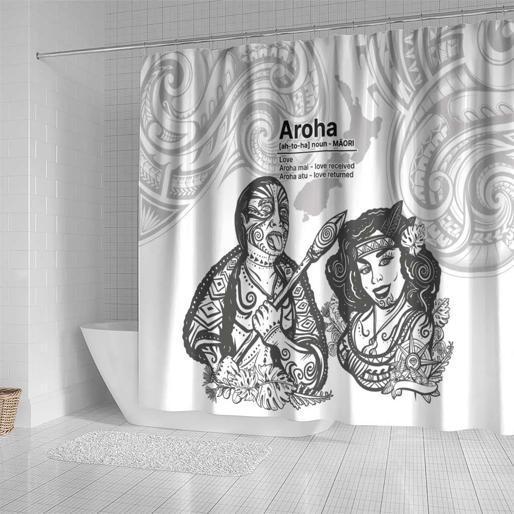 Aroha Maori Language Shower Curtain Te Reo Maori Inspired Art LT9 - Polynesian Pride