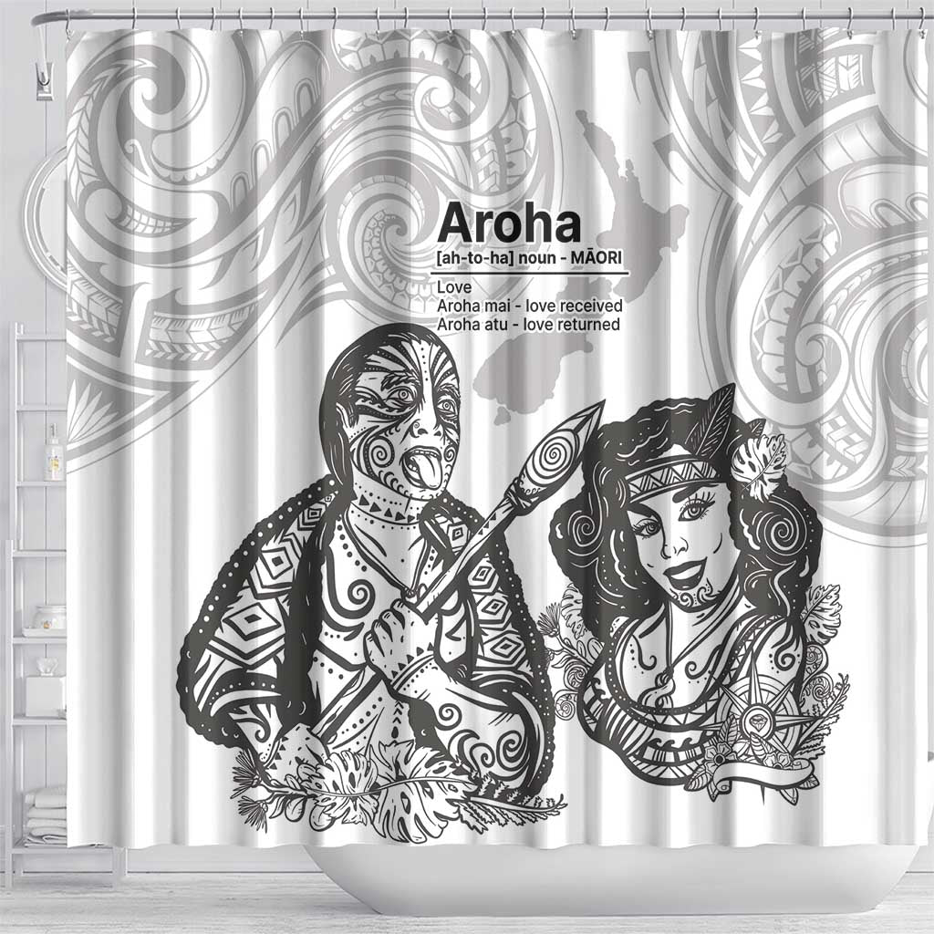 Aroha Maori Language Shower Curtain Te Reo Maori Inspired Art LT9 - Polynesian Pride