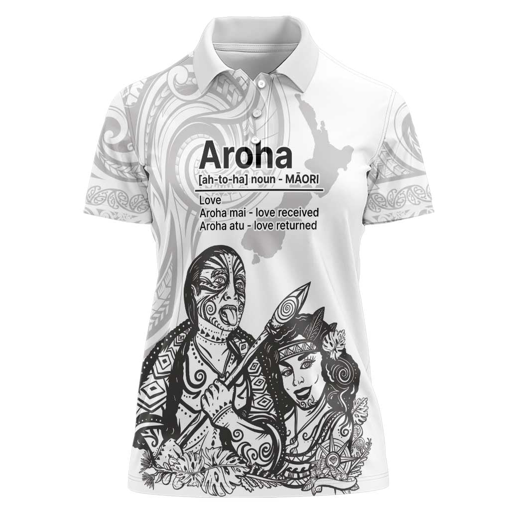 Aroha Maori Language Women Polo Shirt Te Reo Maori Inspired Art