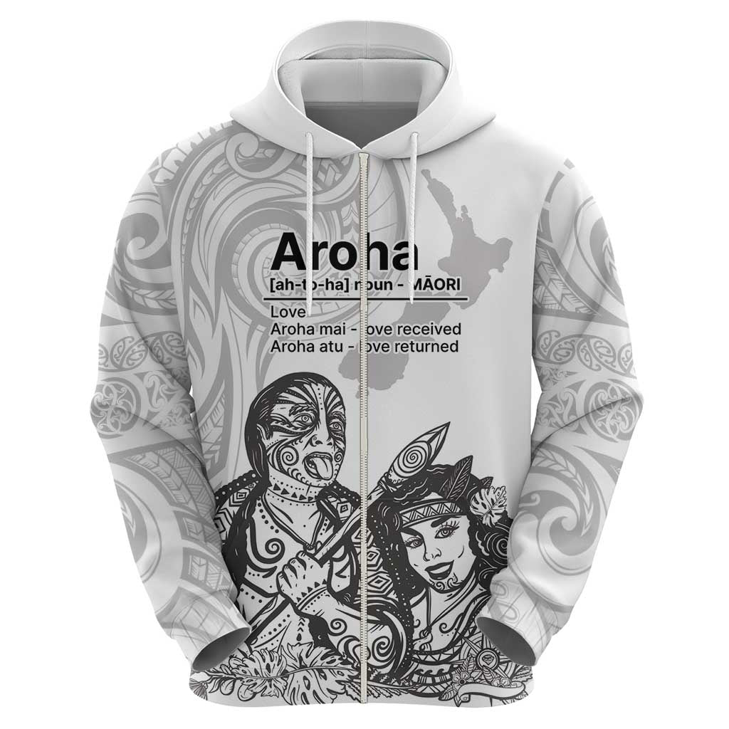 Aroha Maori Language Zip Hoodie Te Reo Maori Inspired Art