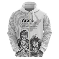 Aroha Maori Language Zip Hoodie Te Reo Maori Inspired Art