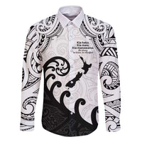 Kia Haka Maori language Family Matching Mermaid Dress and Hawaiian Shirt Te Reo Maori Inspired Art LT9 Dad's Shirt - Long Sleeve white - Polynesian Pride