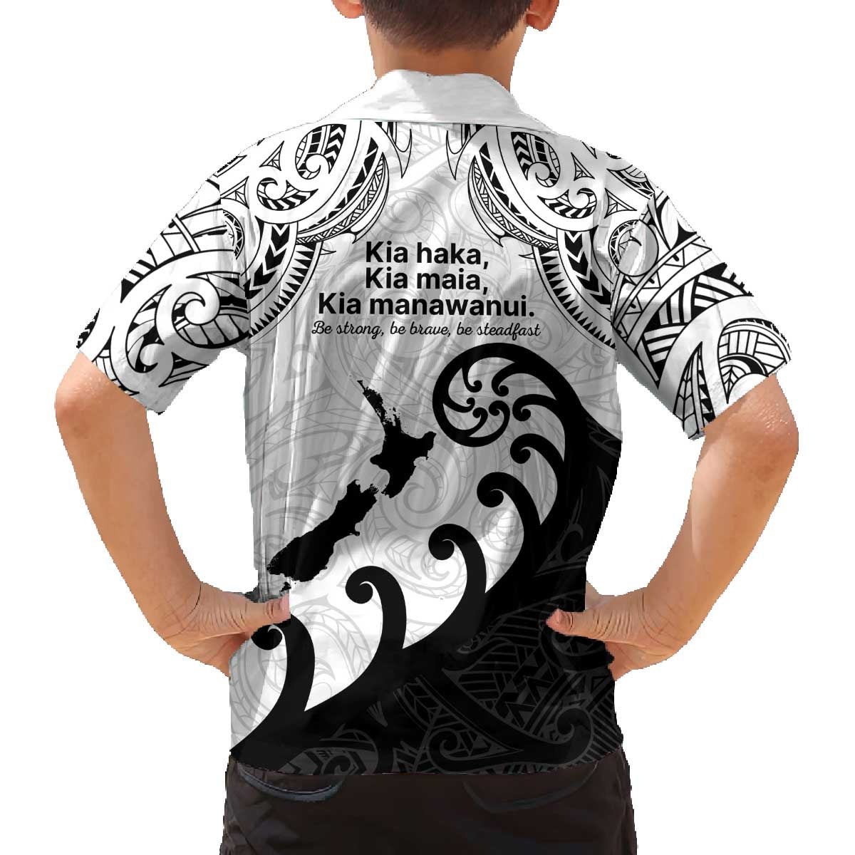 Kia Haka Maori language Family Matching Off The Shoulder Long Sleeve Dress and Hawaiian Shirt Te Reo Maori Inspired Art