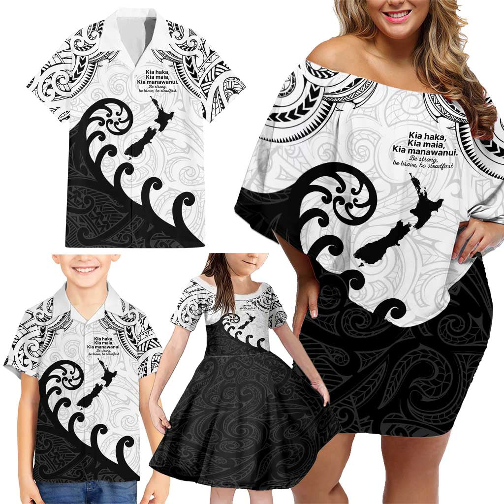 Kia Haka Maori language Family Matching Off Shoulder Short Dress and Hawaiian Shirt Te Reo Maori Inspired Art LT9 - Polynesian Pride