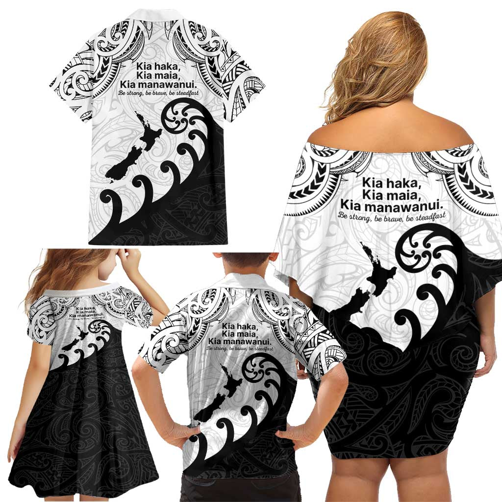 Kia Haka Maori language Family Matching Off Shoulder Short Dress and Hawaiian Shirt Te Reo Maori Inspired Art LT9 - Polynesian Pride