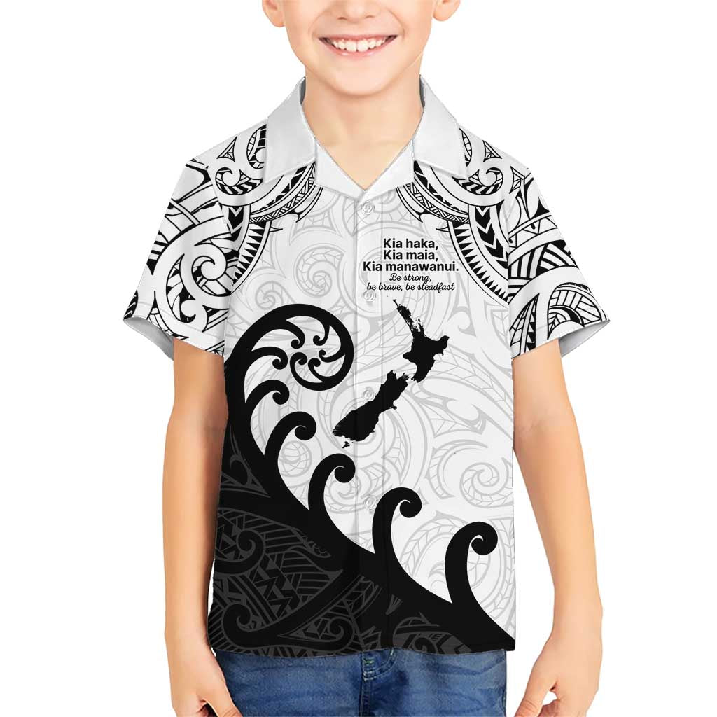 Kia Haka Maori language Family Matching Short Sleeve Bodycon Dress and Hawaiian Shirt Te Reo Maori Inspired Art LT9 Son's Shirt white - Polynesian Pride