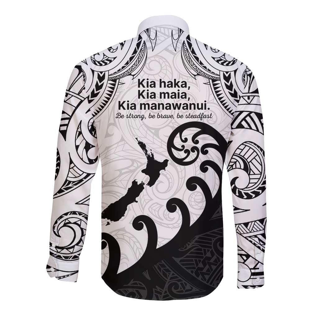 Kia Haka Maori language Long Sleeve Button Shirt Te Reo Maori Inspired Art