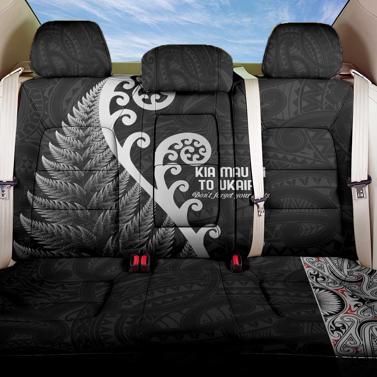 Kia Mau Ki To Ukaipo Back Car Seat Cover Te Reo Maori Koru Fern Art