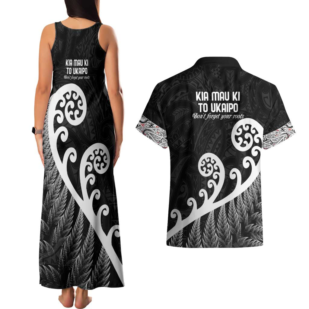 Kia Mau Ki To Ukaipo Couples Matching Tank Maxi Dress and Hawaiian Shirt Te Reo Maori Koru Fern Art LT9 - Polynesian Pride