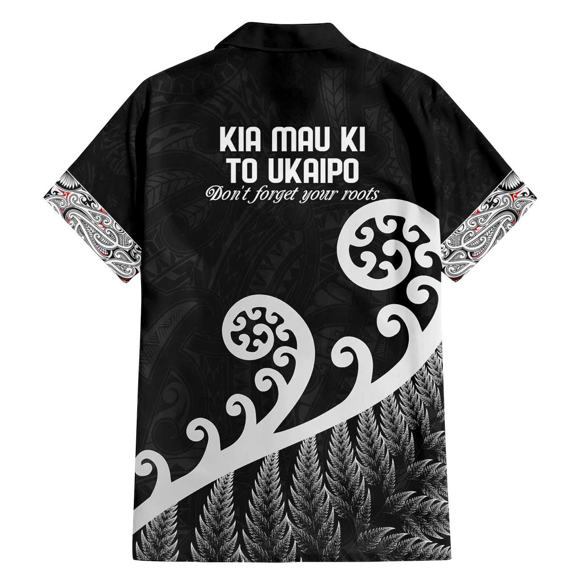 Kia Mau Ki To Ukaipo Family Matching Off The Shoulder Long Sleeve Dress and Hawaiian Shirt Te Reo Maori Koru Fern Art