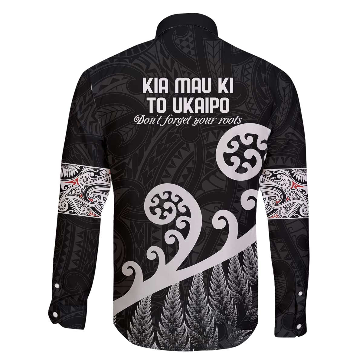 Kia Mau Ki To Ukaipo Family Matching Off The Shoulder Long Sleeve Dress and Hawaiian Shirt Te Reo Maori Koru Fern Art