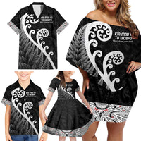Kia Mau Ki To Ukaipo Family Matching Off Shoulder Short Dress and Hawaiian Shirt Te Reo Maori Koru Fern Art LT9 - Polynesian Pride