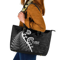 Kia Mau Ki To Ukaipo Leather Tote Bag Te Reo Maori Koru Fern Art LT9 Black - Polynesian Pride