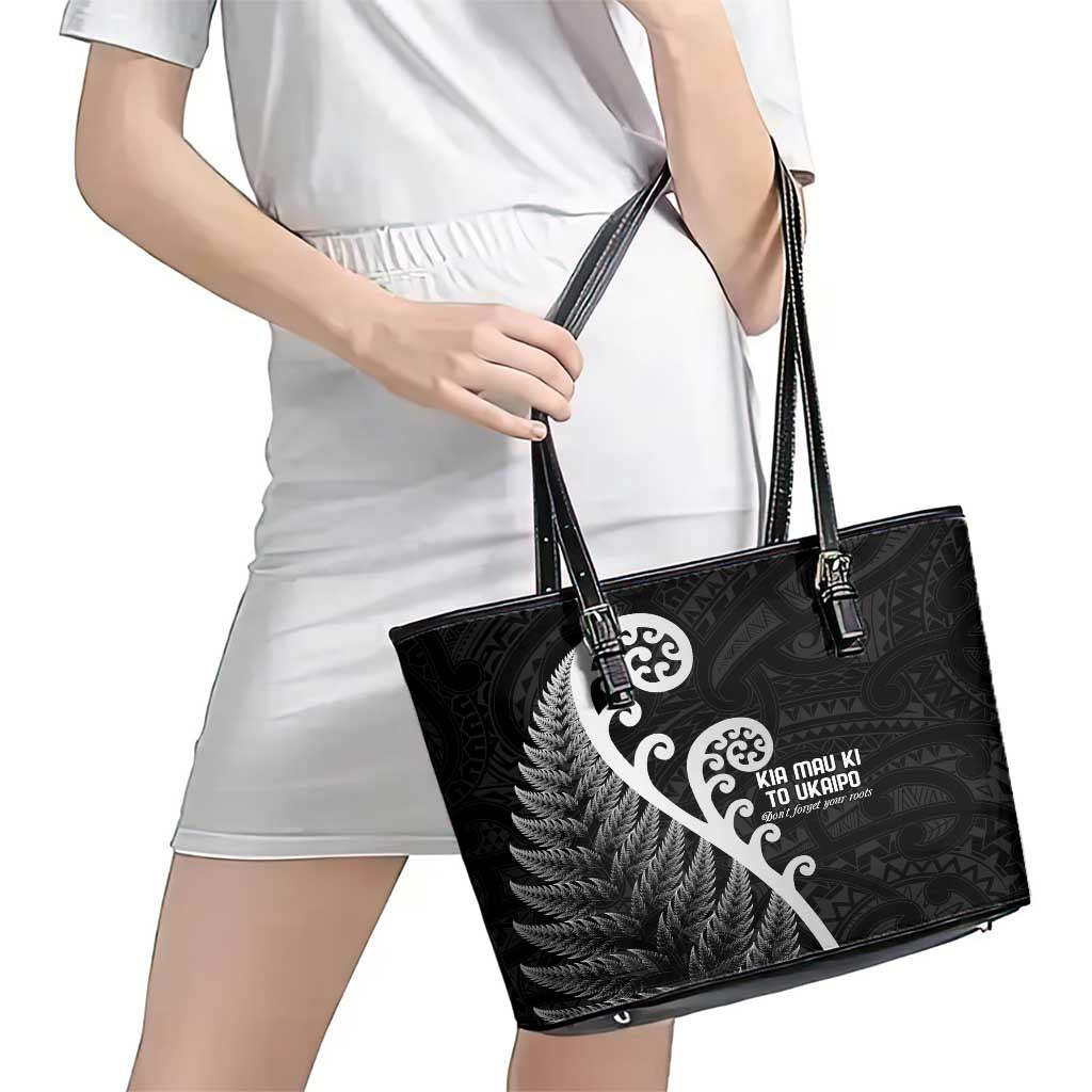 Kia Mau Ki To Ukaipo Leather Tote Bag Te Reo Maori Koru Fern Art LT9 - Polynesian Pride