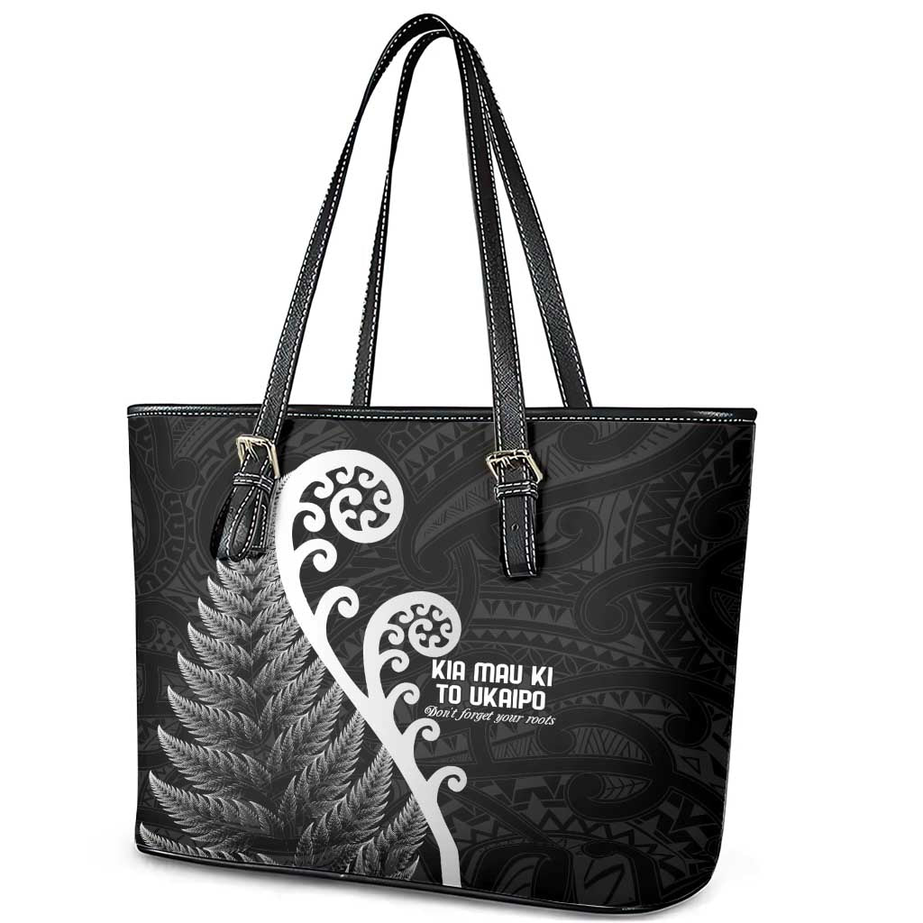Kia Mau Ki To Ukaipo Leather Tote Bag Te Reo Maori Koru Fern Art LT9 - Polynesian Pride