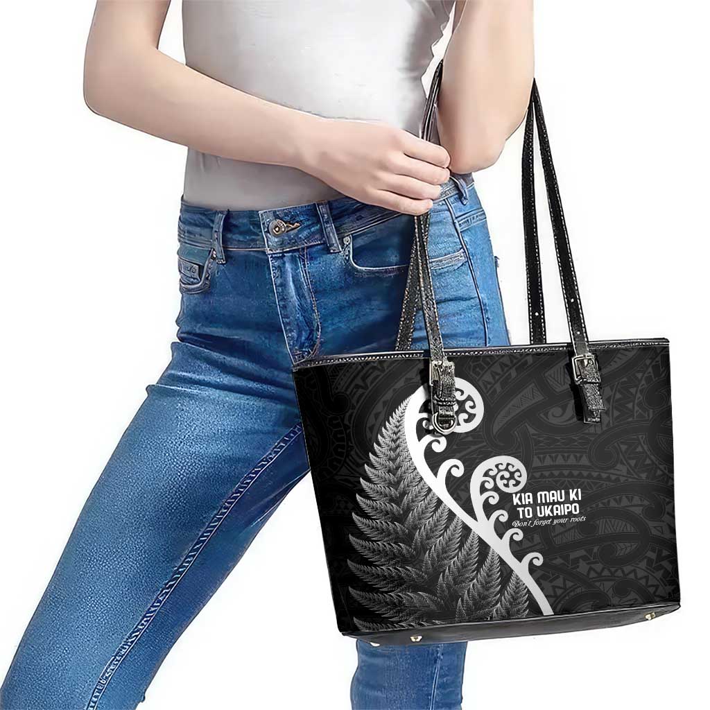 Kia Mau Ki To Ukaipo Leather Tote Bag Te Reo Maori Koru Fern Art LT9 - Polynesian Pride
