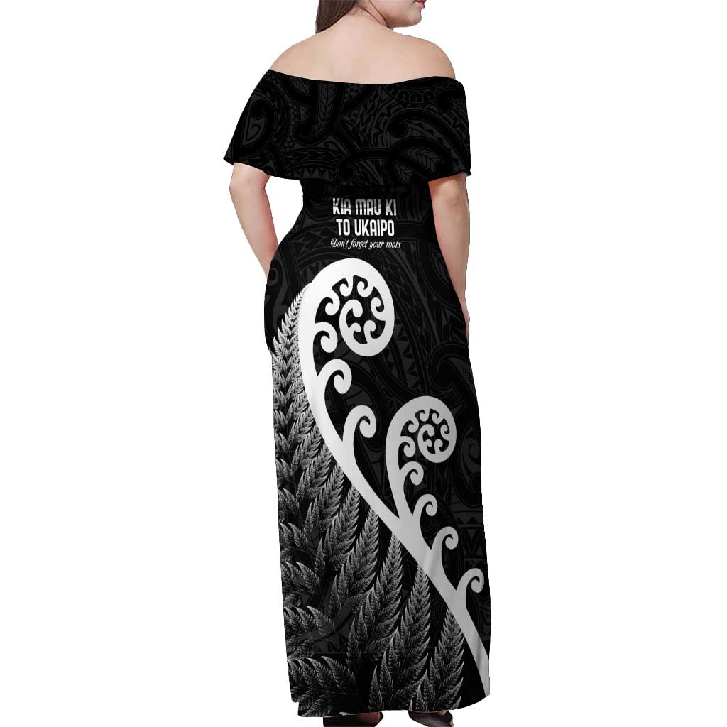 Kia Mau Ki To Ukaipo Off Shoulder Maxi Dress Te Reo Maori Koru Fern Art LT9 - Polynesian Pride