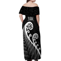 Kia Mau Ki To Ukaipo Off Shoulder Maxi Dress Te Reo Maori Koru Fern Art LT9 - Polynesian Pride