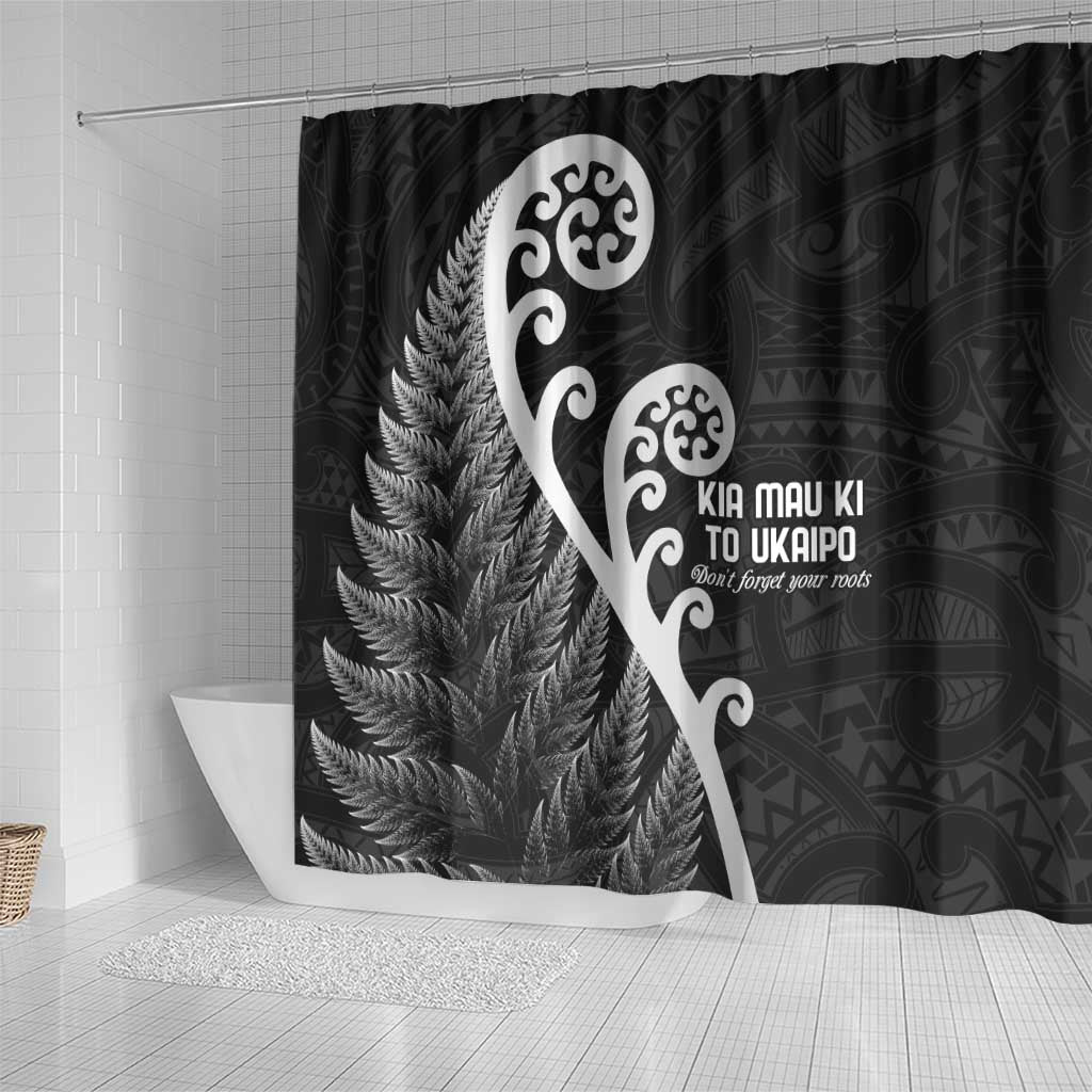 Kia Mau Ki To Ukaipo Shower Curtain Te Reo Maori Koru Fern Art LT9 - Polynesian Pride