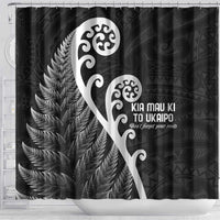 Kia Mau Ki To Ukaipo Shower Curtain Te Reo Maori Koru Fern Art LT9 - Polynesian Pride