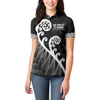 Kia Mau Ki To Ukaipo Women Polo Shirt Te Reo Maori Koru Fern Art