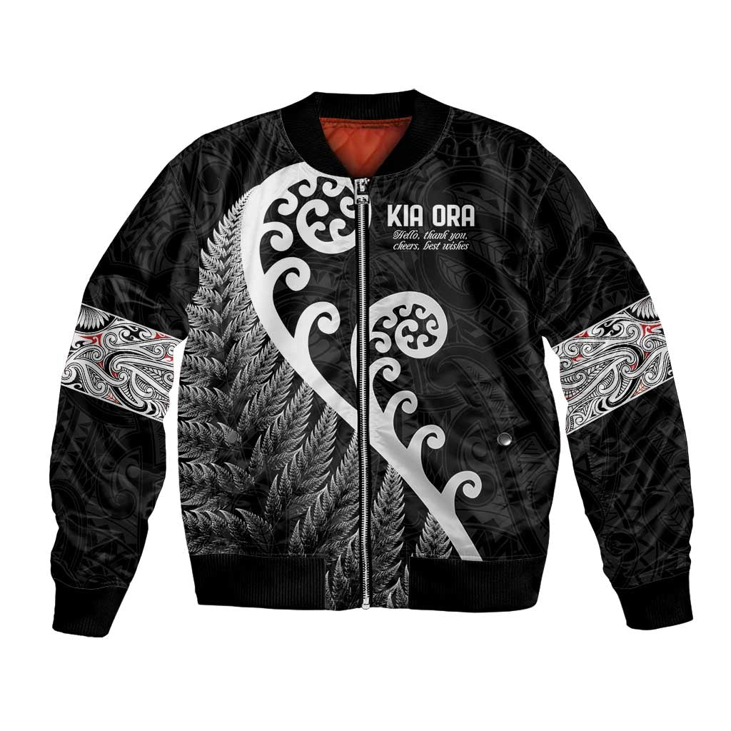 Kia Ora Maori Language Bomber Jacket Te Reo Maori Koru Fern Art
