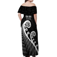 Kia Ora Maori Language Off Shoulder Maxi Dress Te Reo Maori Koru Fern Art