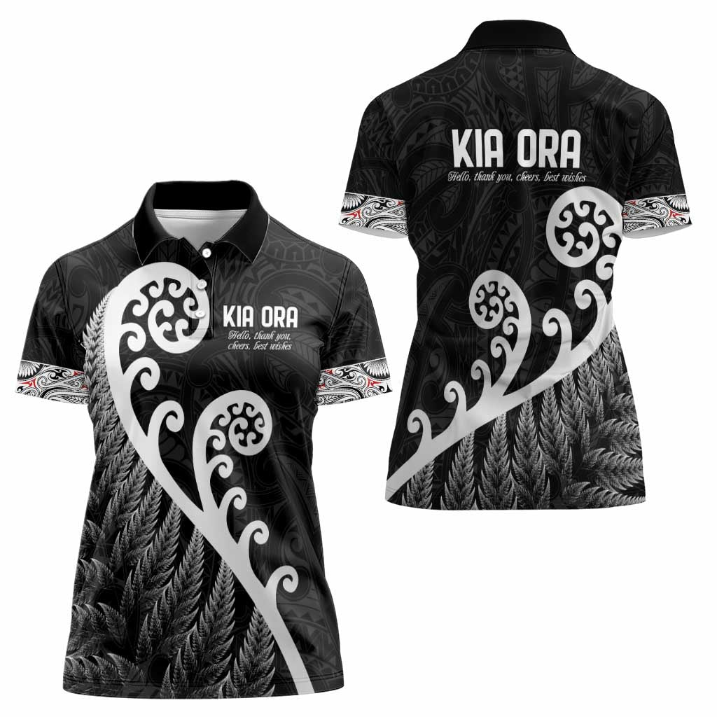Kia Ora Maori Language Women Polo Shirt Te Reo Maori Koru Fern Art