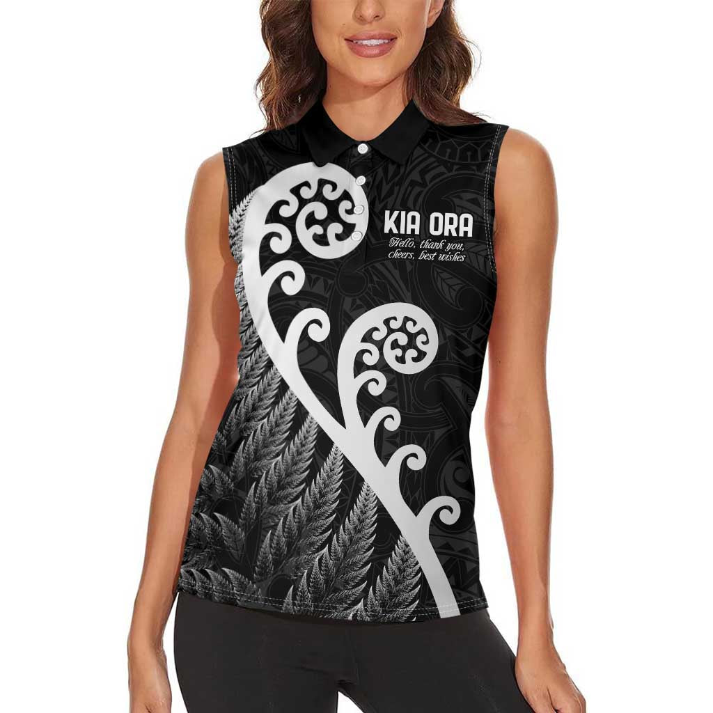 Kia Ora Maori Language Women Sleeveless Polo Shirt Te Reo Maori Koru Fern Art