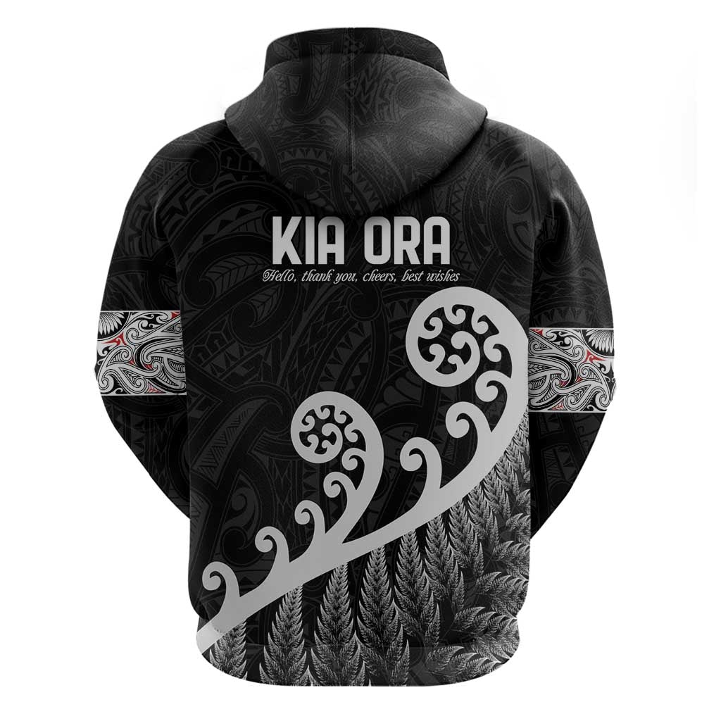 Kia Ora Maori Language Zip Hoodie Te Reo Maori Koru Fern Art